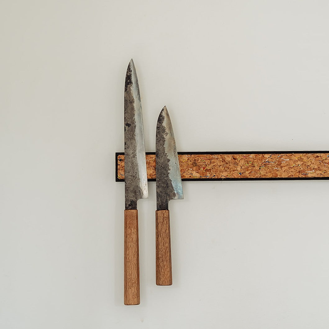 Handmade Magnetic Knife Rack - Blackened Ash and Cork