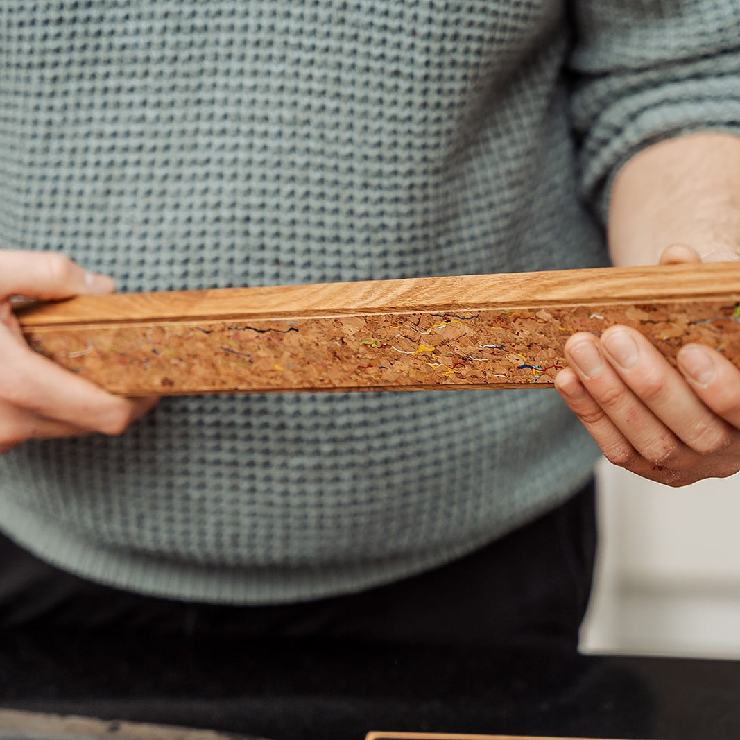 Handmade Magnetic Knife Rack - Oak and Rainbow Cork