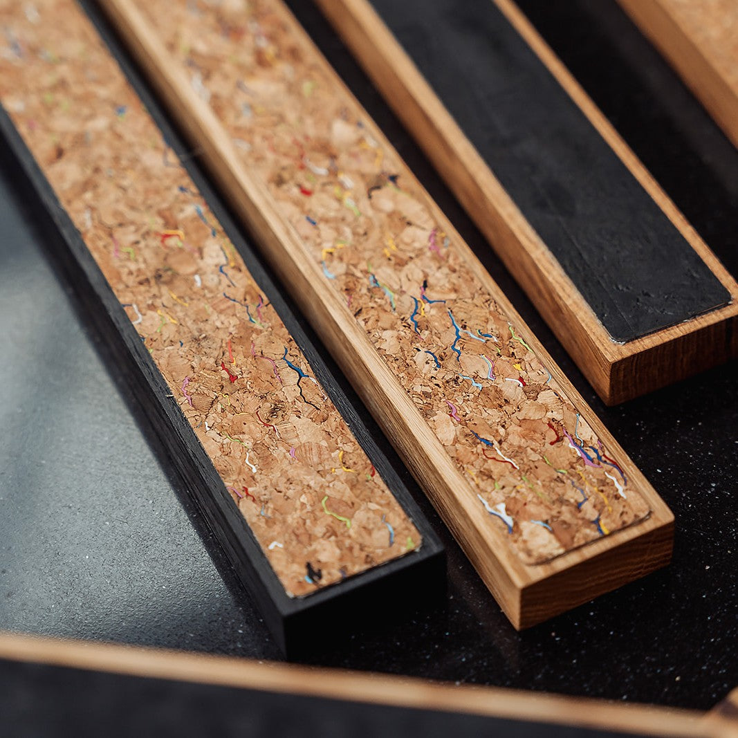Handmade Magnetic Knife Rack - Oak and Natural & Dark Brown Cork
