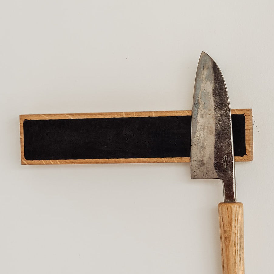 Handmade Magnetic Knife Rack - Oak and Black Cork