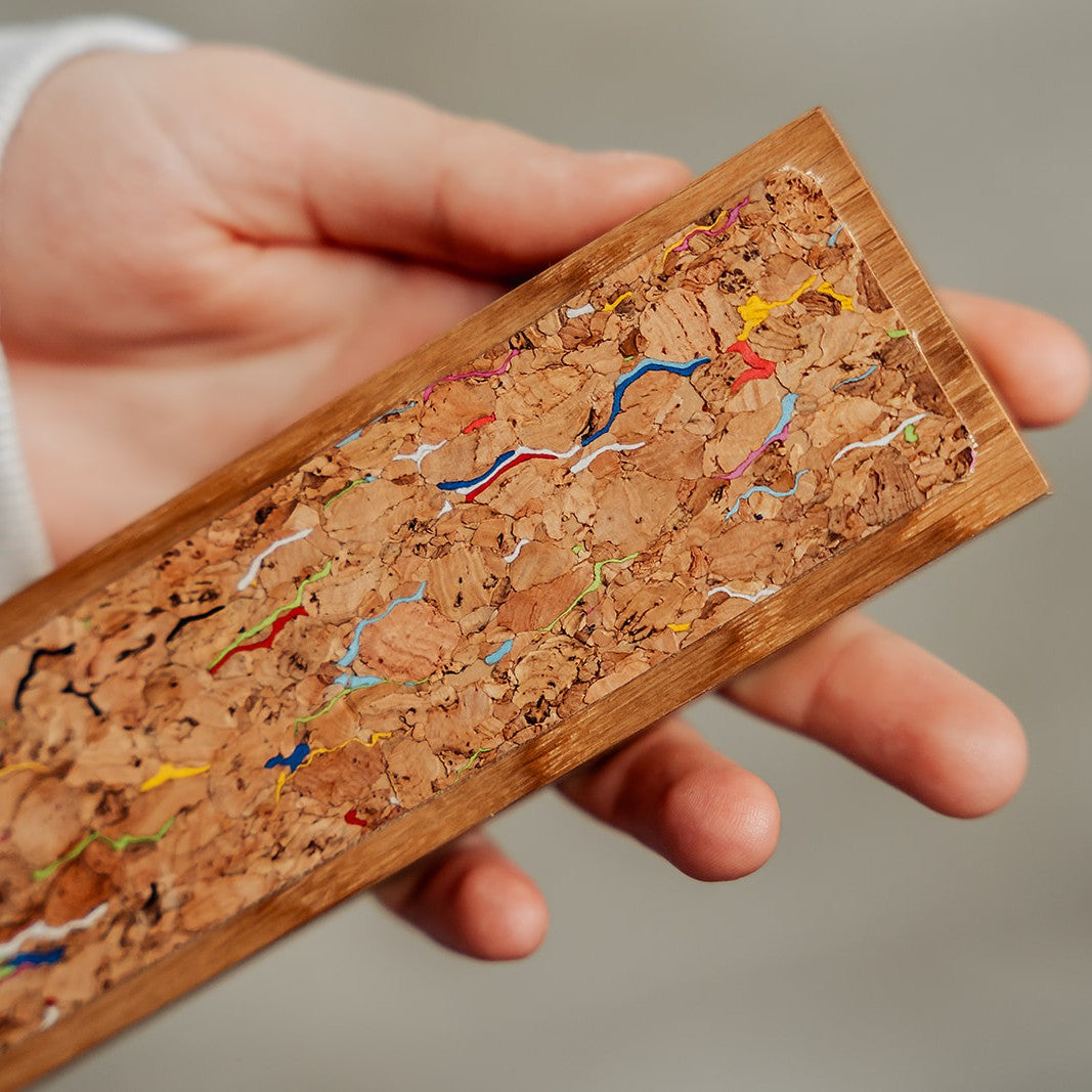 Handmade Magnetic Knife Rack - Oak and Rainbow Cork
