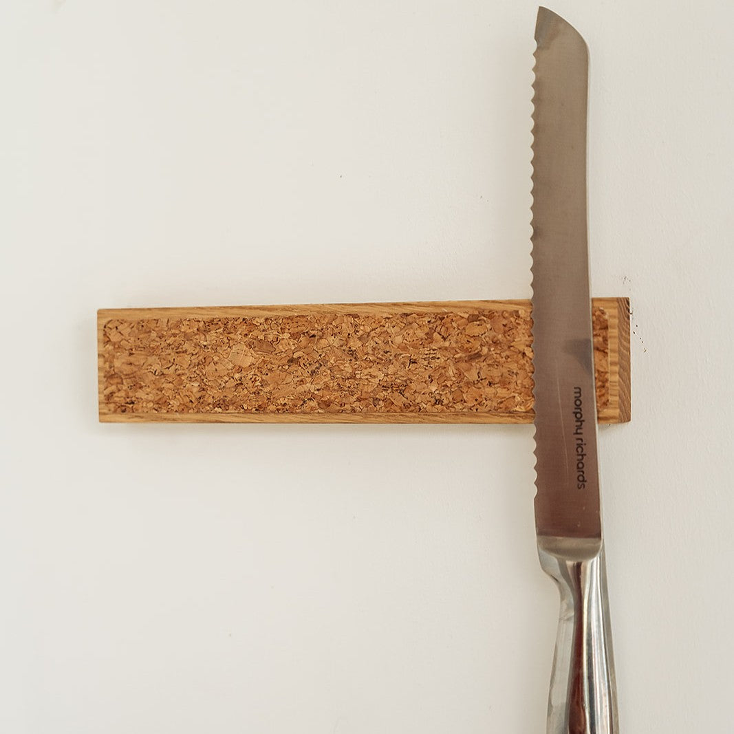 Handmade Magnetic Knife Rack - Oak and natural Cork