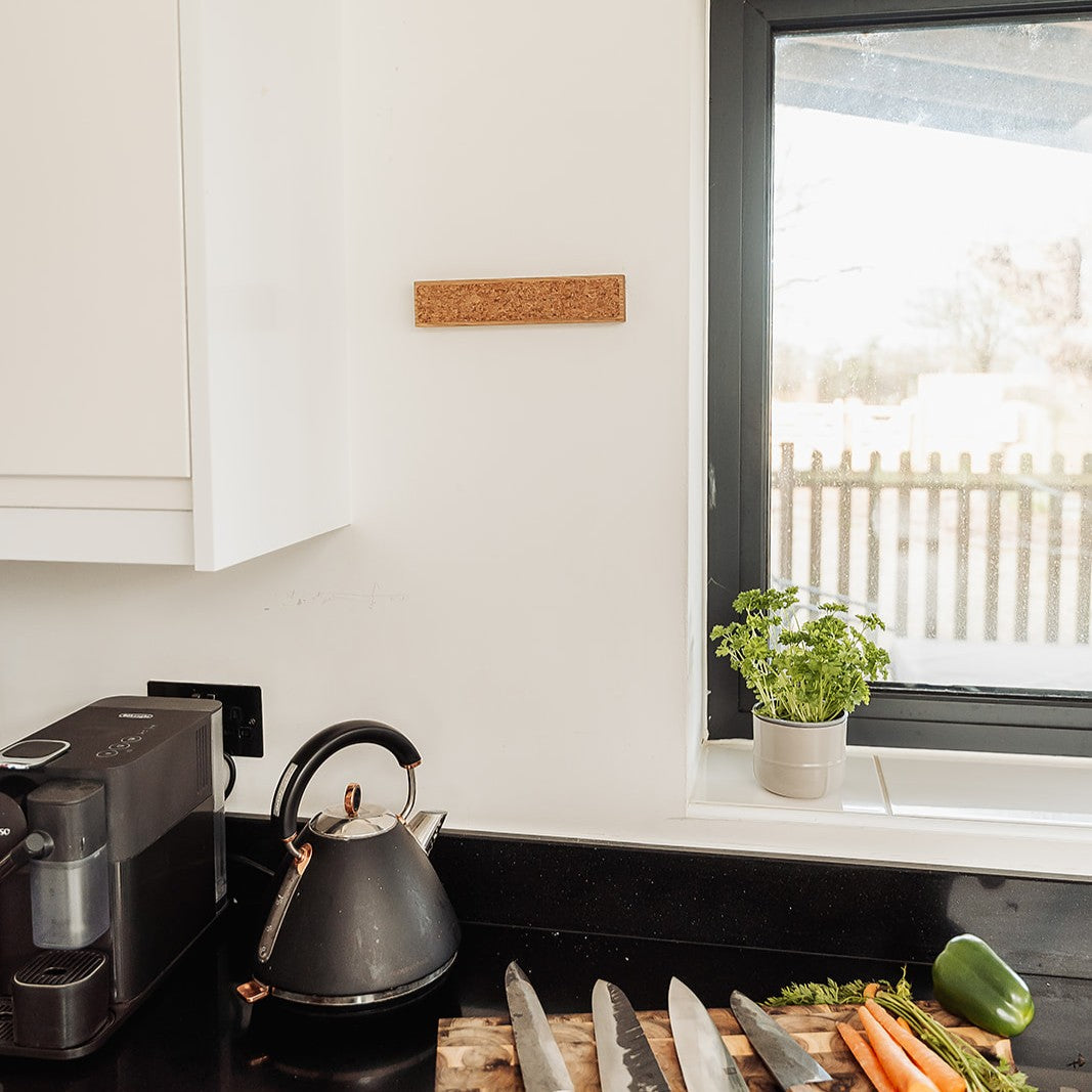 Handmade Magnetic Knife Rack - Oak and natural Cork
