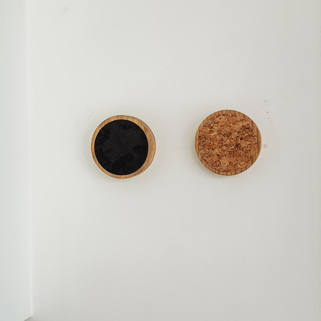 Handmade Round Magnetic Knife Rack - Oak and Cork
