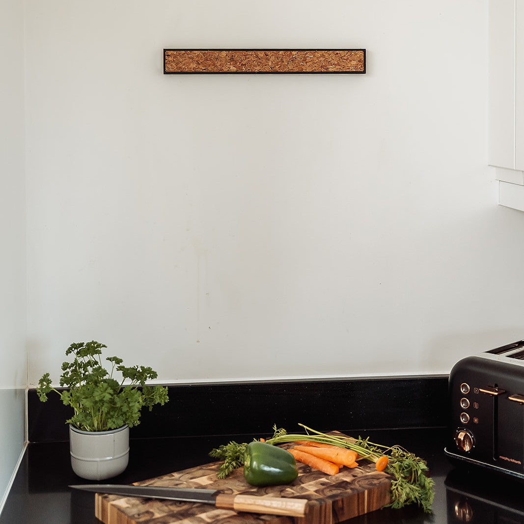Handmade Magnetic Knife Rack - Blackened Ash and Cork