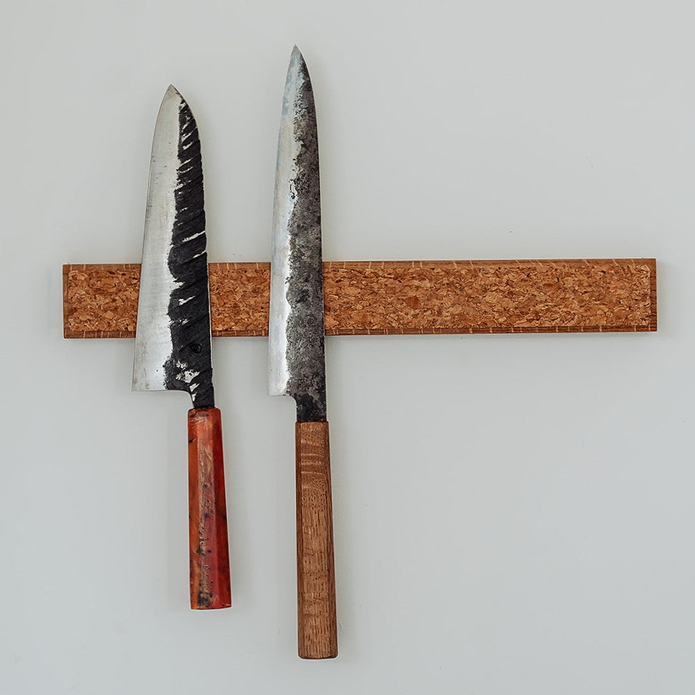 Handmade Magnetic Knife Rack - Oak and natural Cork