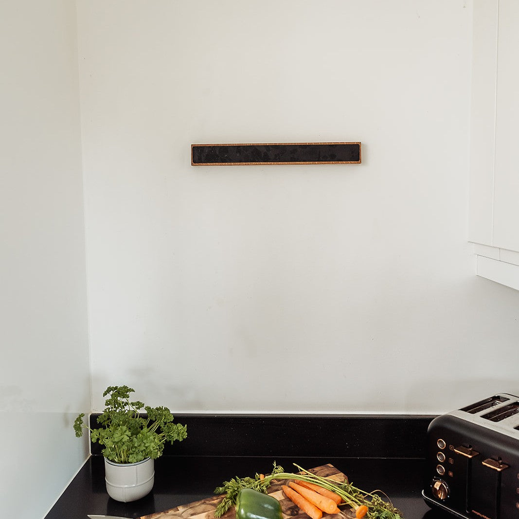 Handmade Magnetic Knife Rack - Oak and Black Cork