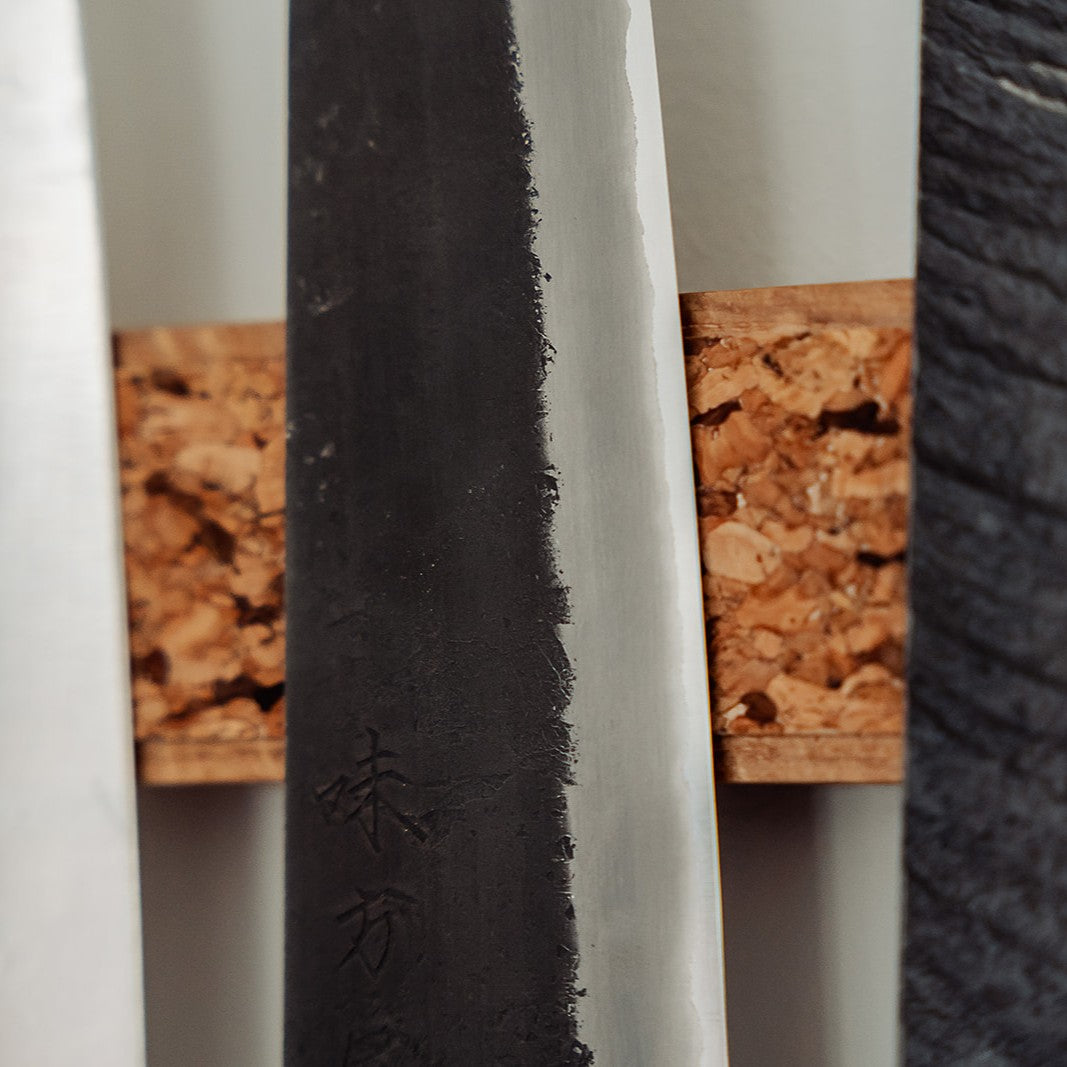 Handmade Magnetic Knife Rack - Oak and Natural & Dark Brown Cork