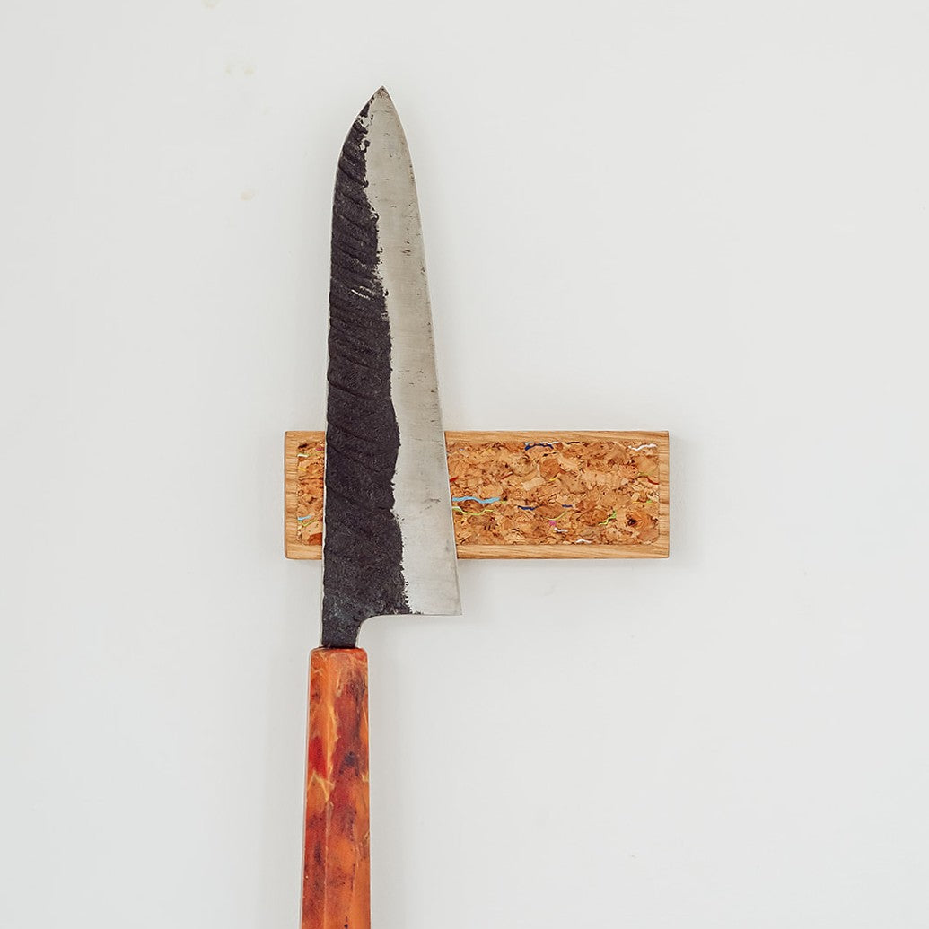 Handmade Magnetic Knife Rack - Oak and Rainbow Cork