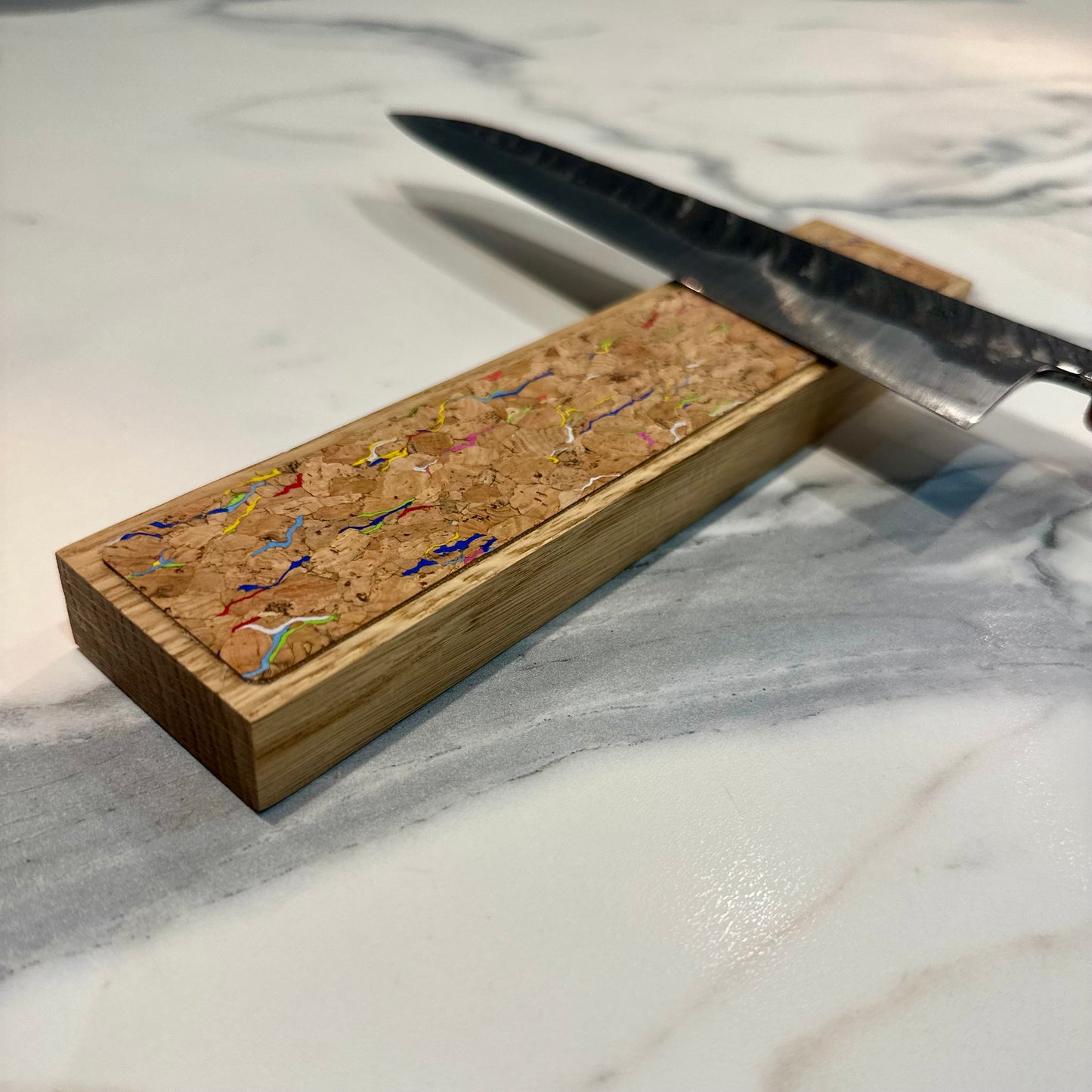 Handmade Magnetic Knife Rack - Oak and Cork