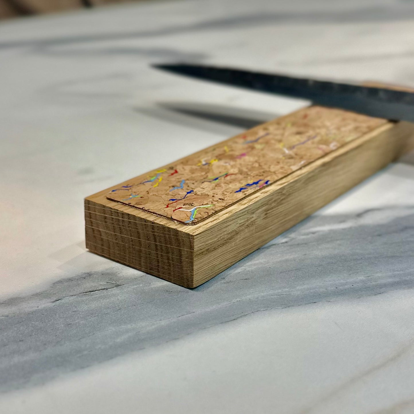 Handmade Magnetic Knife Rack - Oak and Cork