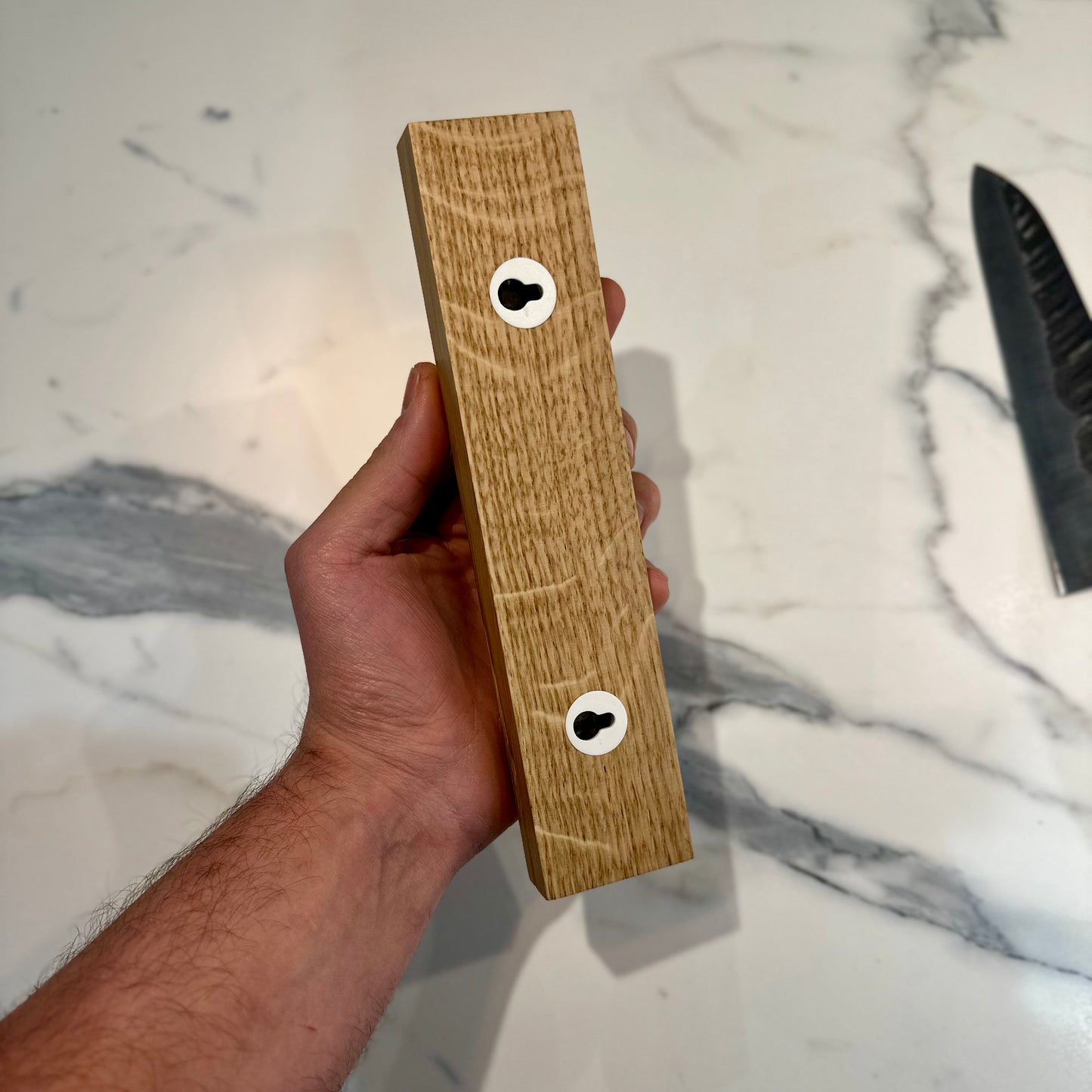 Handmade Magnetic Knife Rack - Oak and Cork